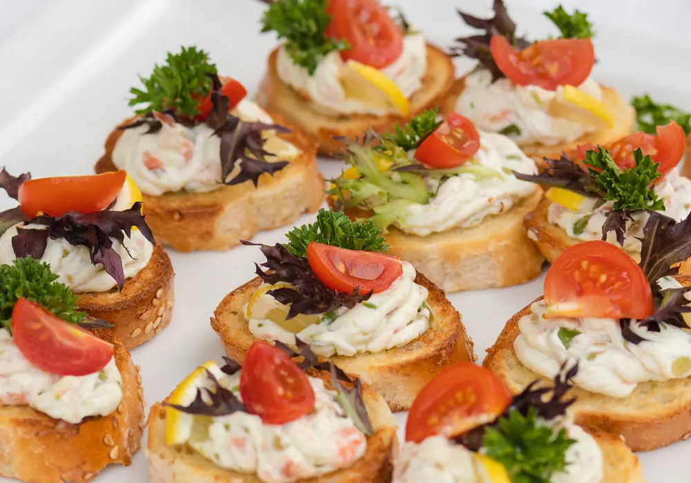 closeup-delicious-canape-served-white-plate